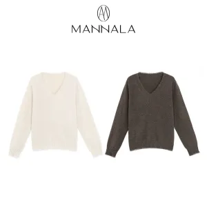 Coconut Silk V-Neck Sweater