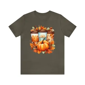 Coffee & Fall TShirt Bella Canvas 3001 Unisex T-Shirt Thanksgiving Short Sleeve T Shirt