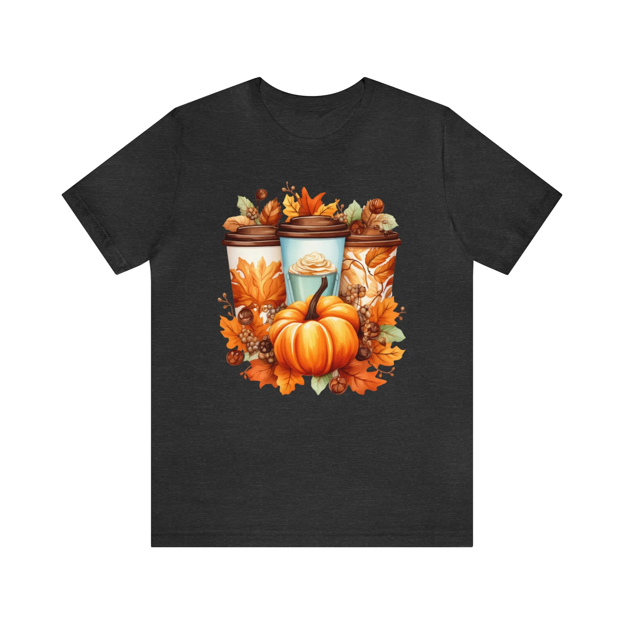 Coffee & Fall TShirt Bella Canvas 3001 Unisex T-Shirt Thanksgiving Short Sleeve T Shirt