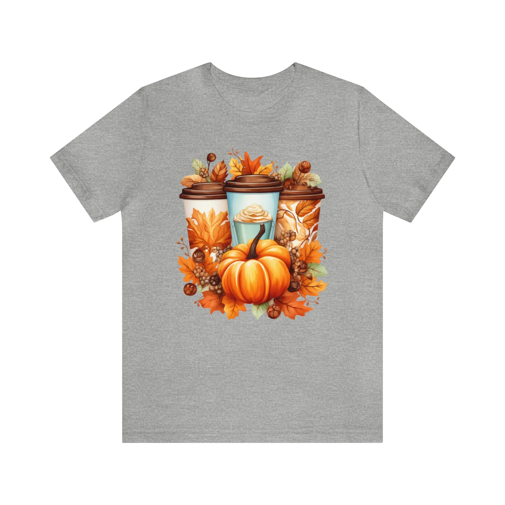 Coffee & Fall TShirt Bella Canvas 3001 Unisex T-Shirt Thanksgiving Short Sleeve T Shirt