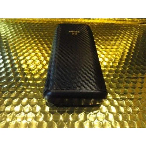 Cohiba Black Carbon Fiber Case holds 3 Large cigars inside wood tubes