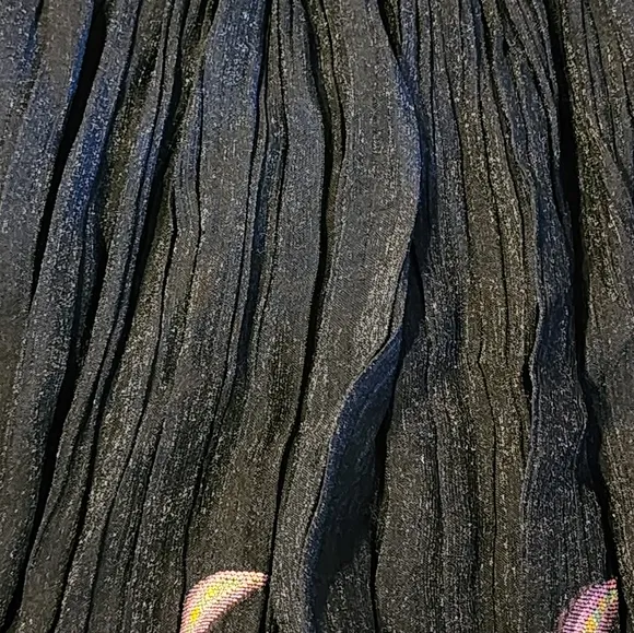 Coldwater Creek Paisley Maxi Skirt Boho Black Crinkle Elastic Waist Flowy SP
