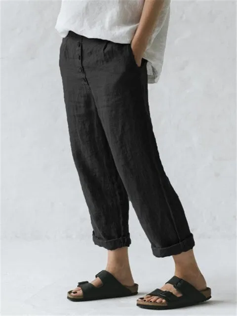 Constantia - Cotton-Linen Pants with Pockets