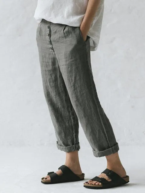 Constantia - Cotton-Linen Pants with Pockets