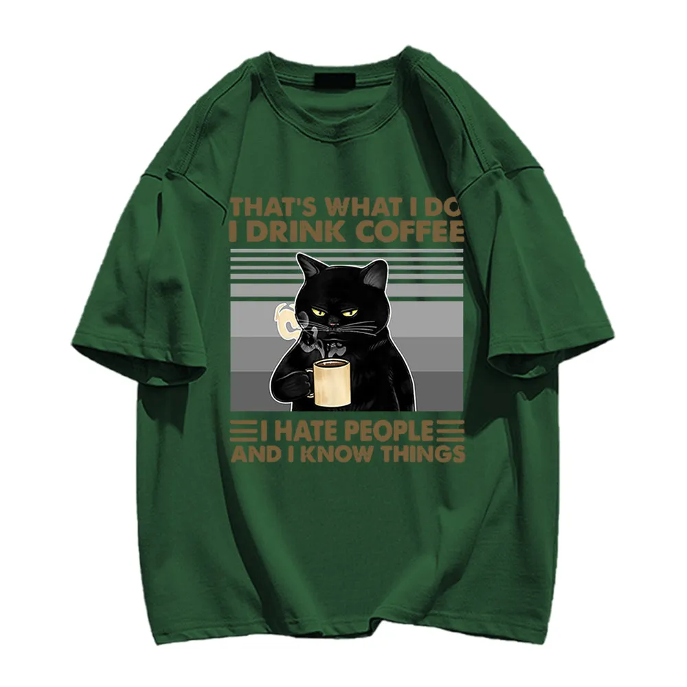 Cool Cat Drinking Coffee T-shirt
