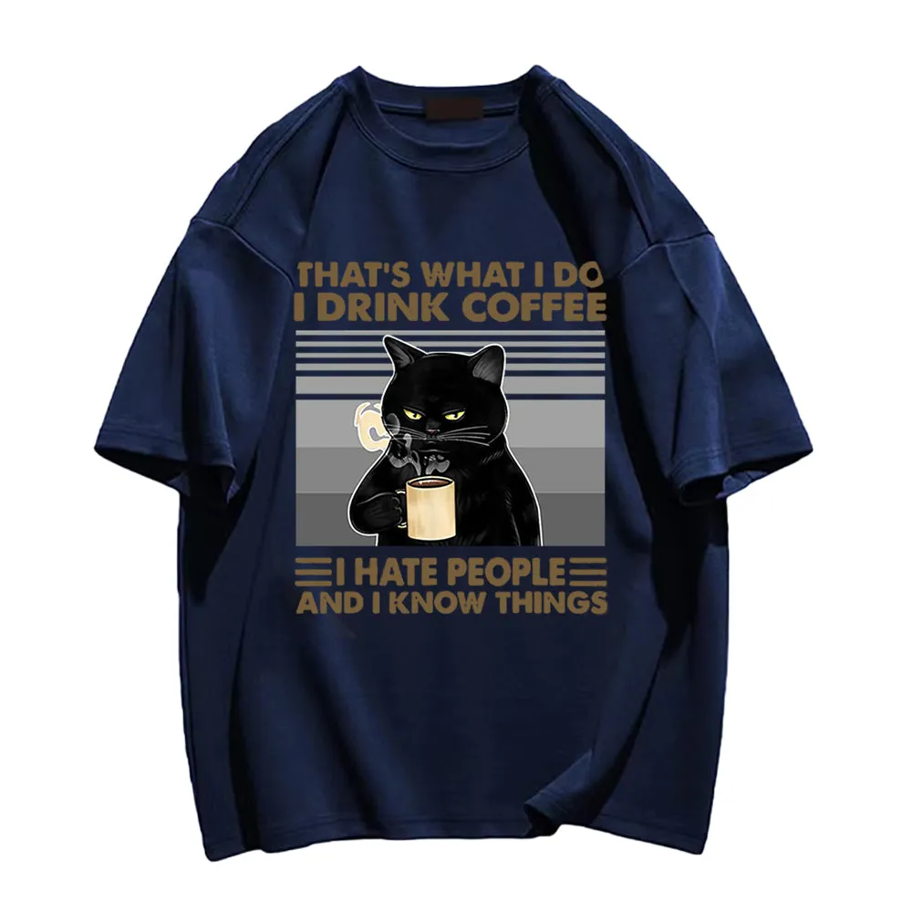 Cool Cat Drinking Coffee T-shirt