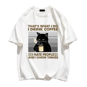 Cool Cat Drinking Coffee T-shirt