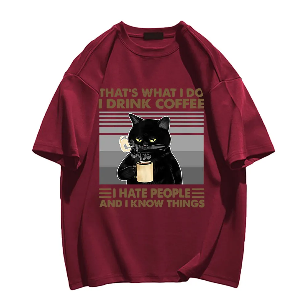 Cool Cat Drinking Coffee T-shirt