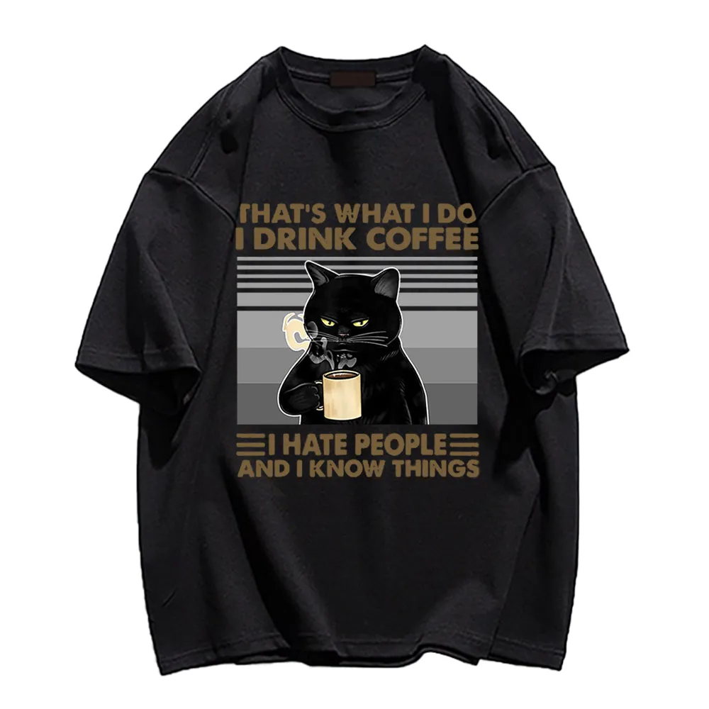 Cool Cat Drinking Coffee T-shirt
