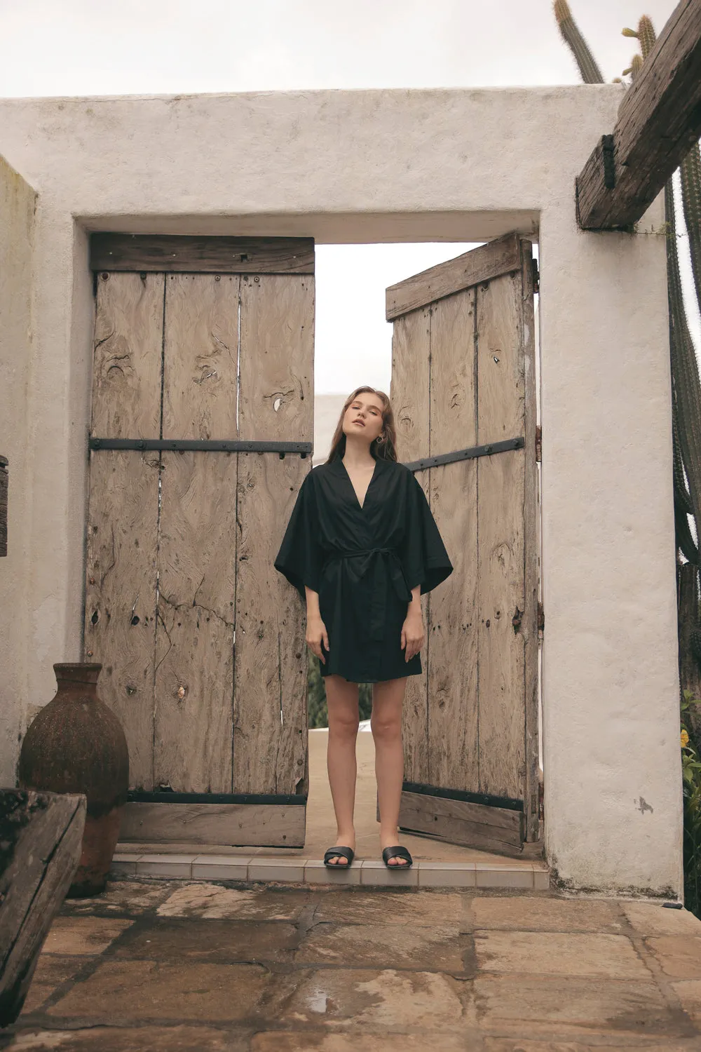 CORFU Linen Robe Dress (Black Linen)