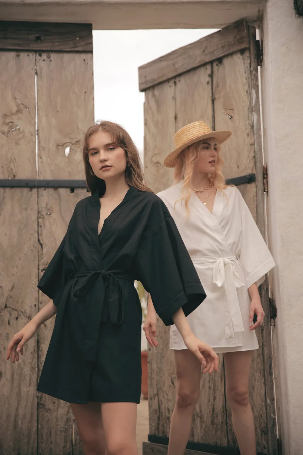 CORFU Linen Robe Dress (Black Linen)