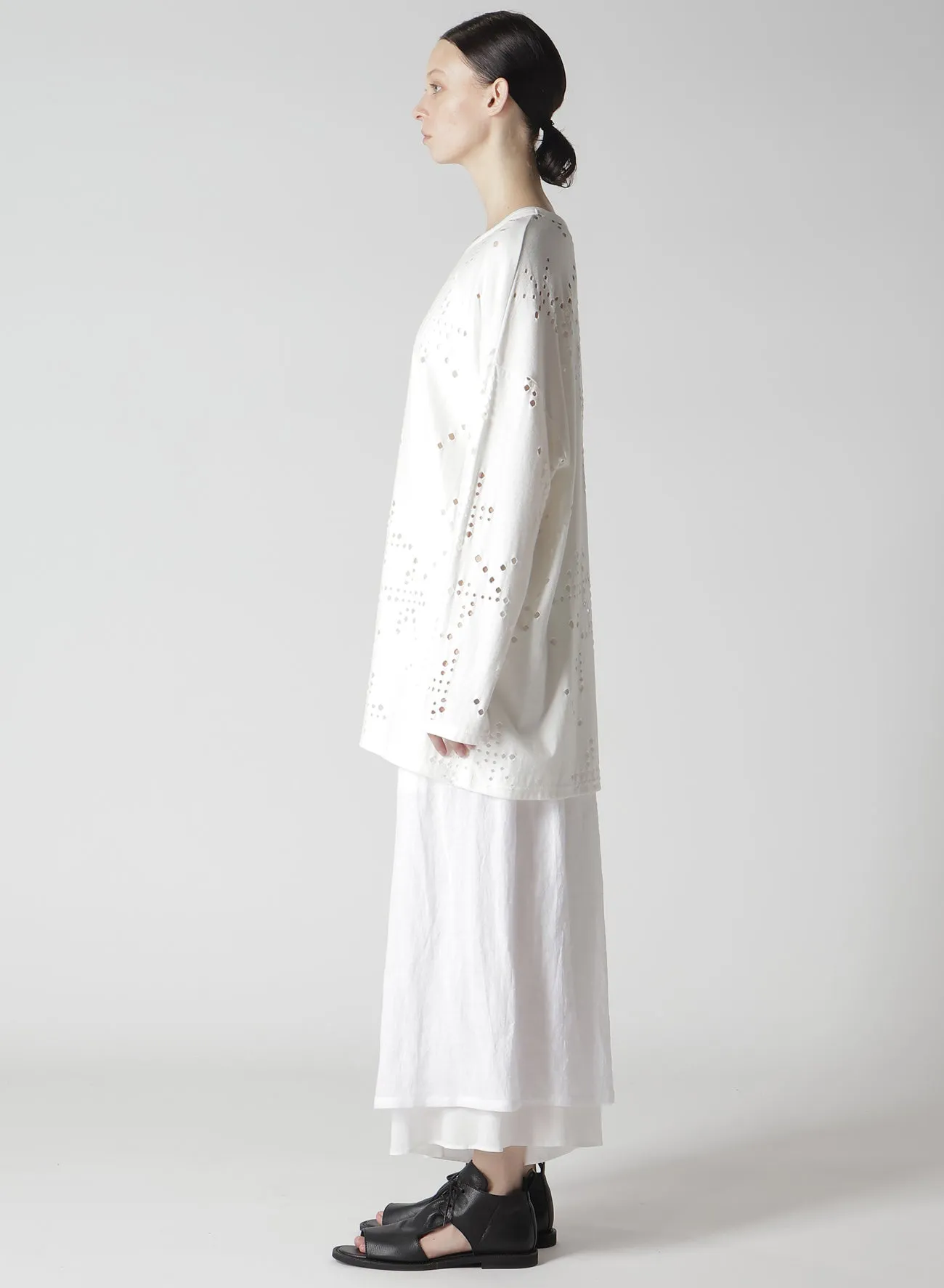 COTTON JERSEY HOLE DESIGN LONG SLEEVE BIG T