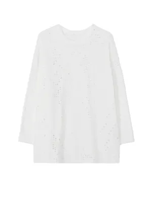 COTTON JERSEY HOLE DESIGN LONG SLEEVE BIG T
