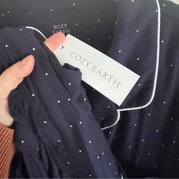 Cozy Earth Stretch-Knit Shorts Bamboo Pajama Set Navy Mini Dot XXXL New NWT