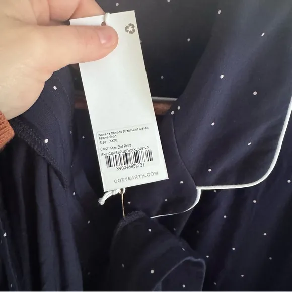 Cozy Earth Stretch-Knit Shorts Bamboo Pajama Set Navy Mini Dot XXXL New NWT