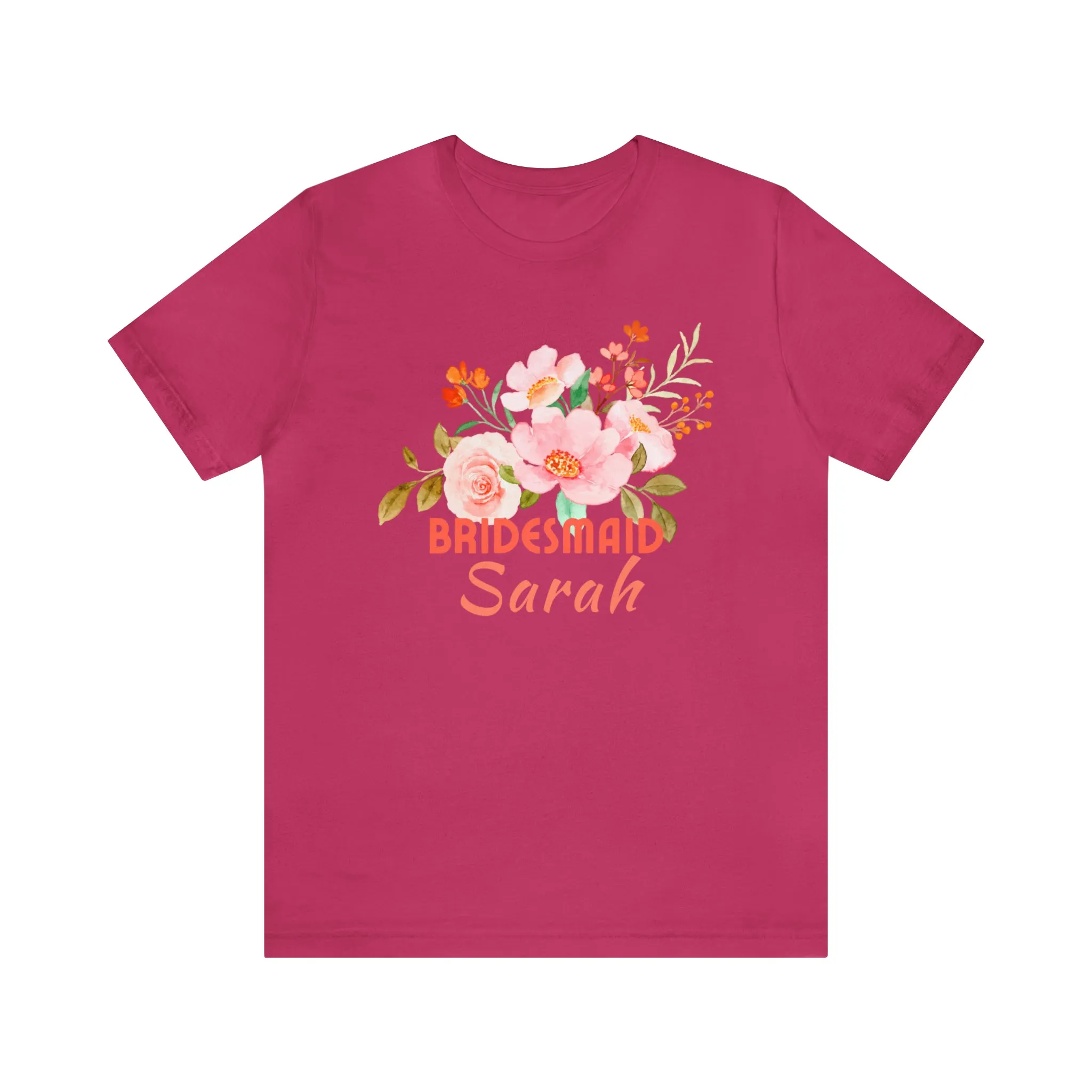 CUSTOM Bridesmaid Floral T-Shirt | Wedding Party Tee |  Bella Canvas 3001 Unisex |  Here Comes the Bride Short Sleeve Tshirt
