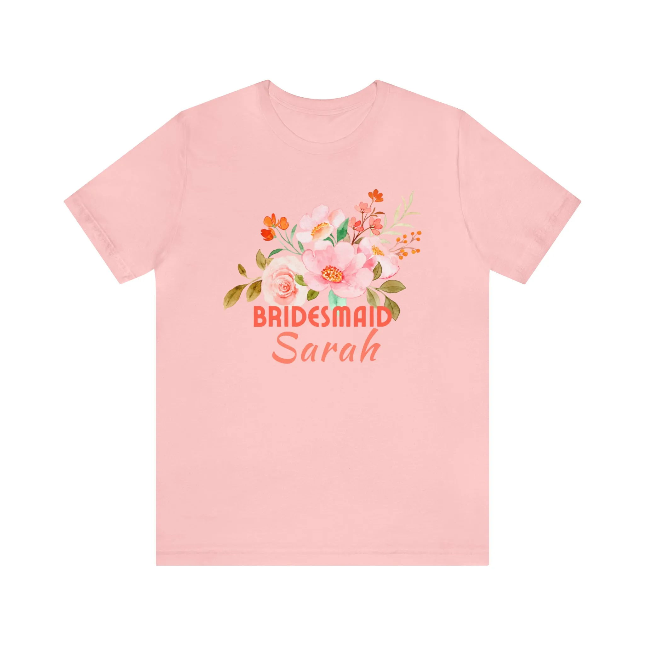 CUSTOM Bridesmaid Floral T-Shirt | Wedding Party Tee |  Bella Canvas 3001 Unisex |  Here Comes the Bride Short Sleeve Tshirt