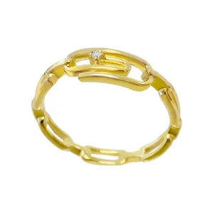 CZ Safety Pin X Paperclip Chain Ring