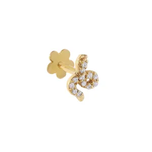 CZ Tiny Snake Threaded Stud Earring 14K