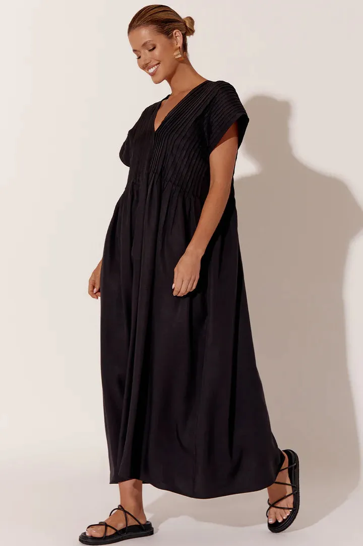 Dani Pleated Midi Dress- BLACK