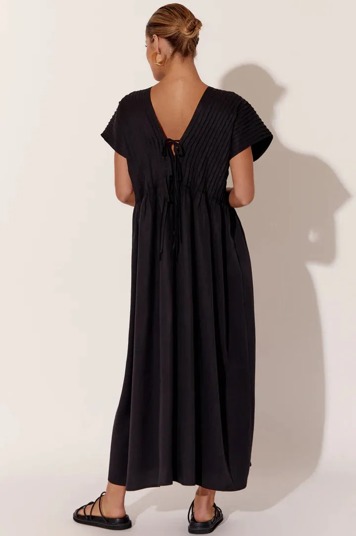 Dani Pleated Midi Dress- BLACK