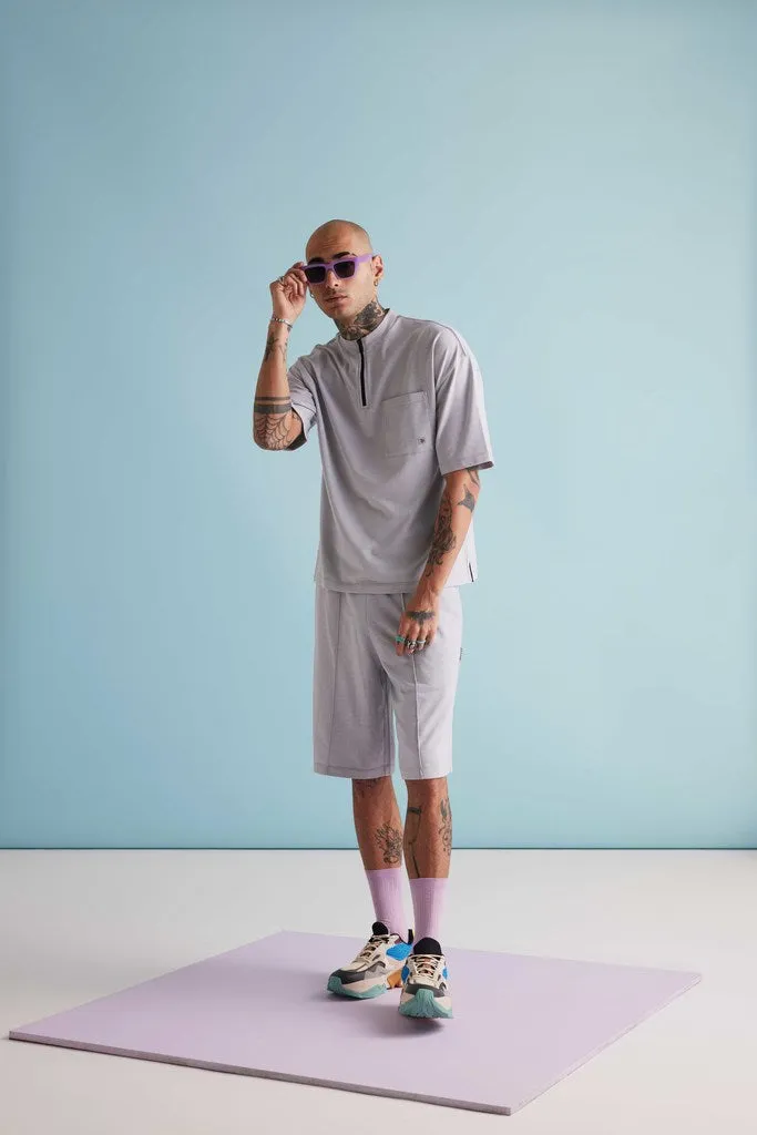Dapper Zip-up Tee - Digital Mist