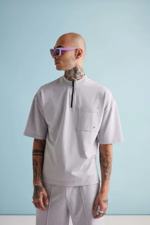 Dapper Zip-up Tee - Digital Mist