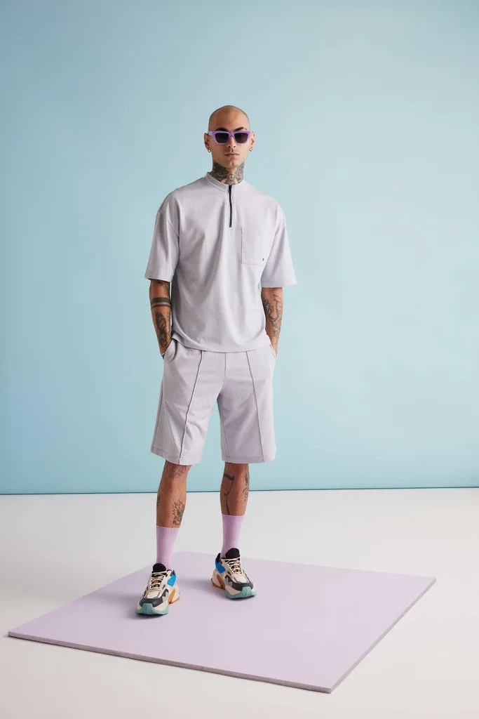 Dapper Zip-up Tee - Digital Mist
