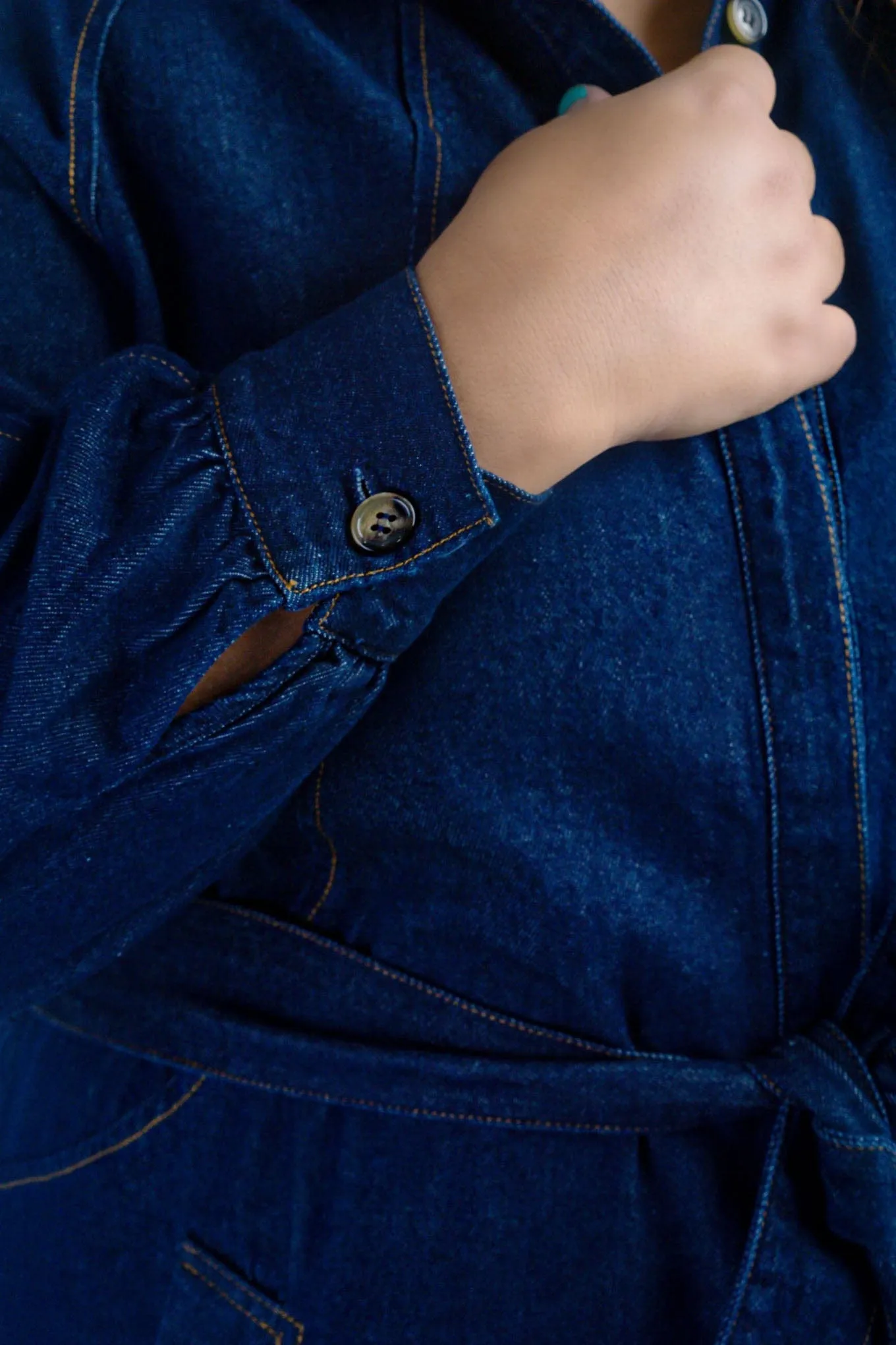Dark Denim Belted Shirt Dress