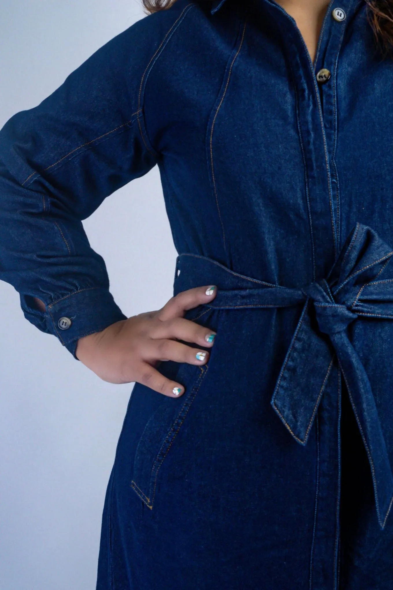Dark Denim Belted Shirt Dress