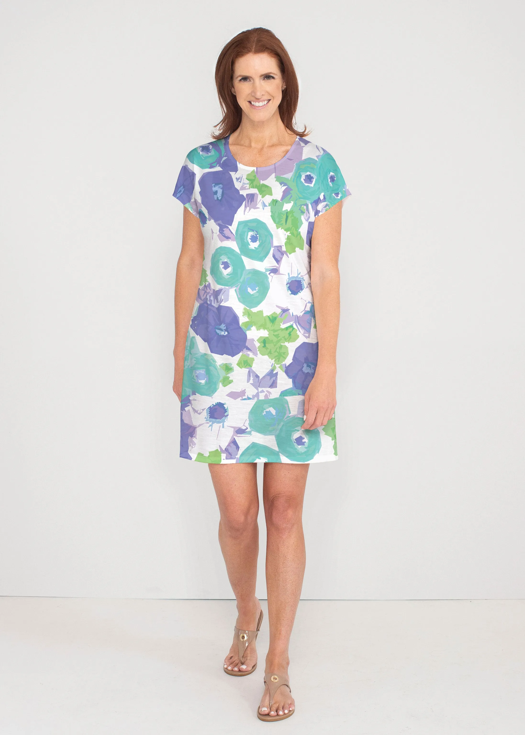 Dotsy (19202) ~ French Terry Short Sleeve Crew Dress
