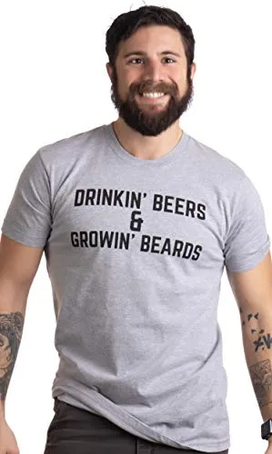 Drinkin' Beers & Growing Beards | Funny Drinking Buddies Beer Games Party T-Shirt-(Adult,L) Sport Grey