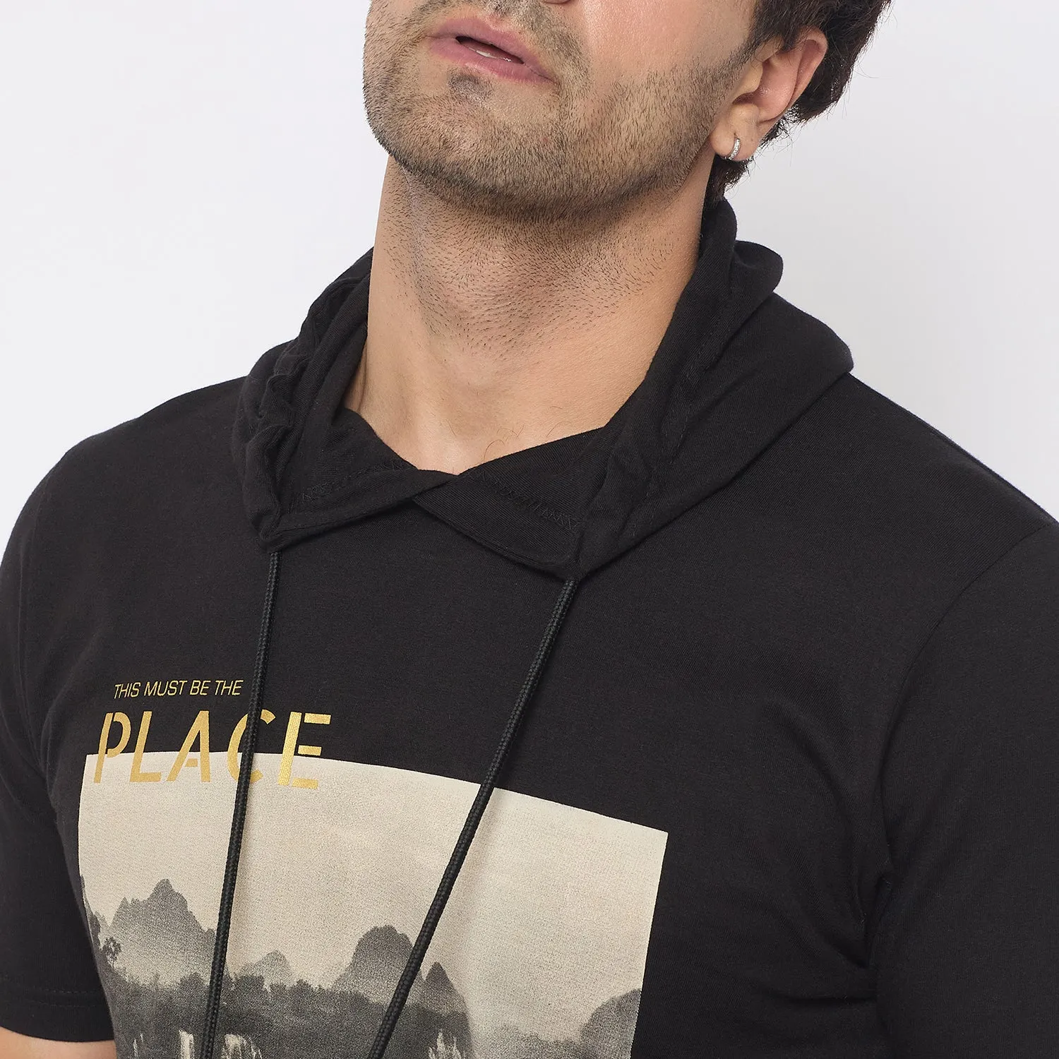 Duke Stardust Men Half Sleeve Cotton Hooded Smart Fit T-Shirt (LF7227)
