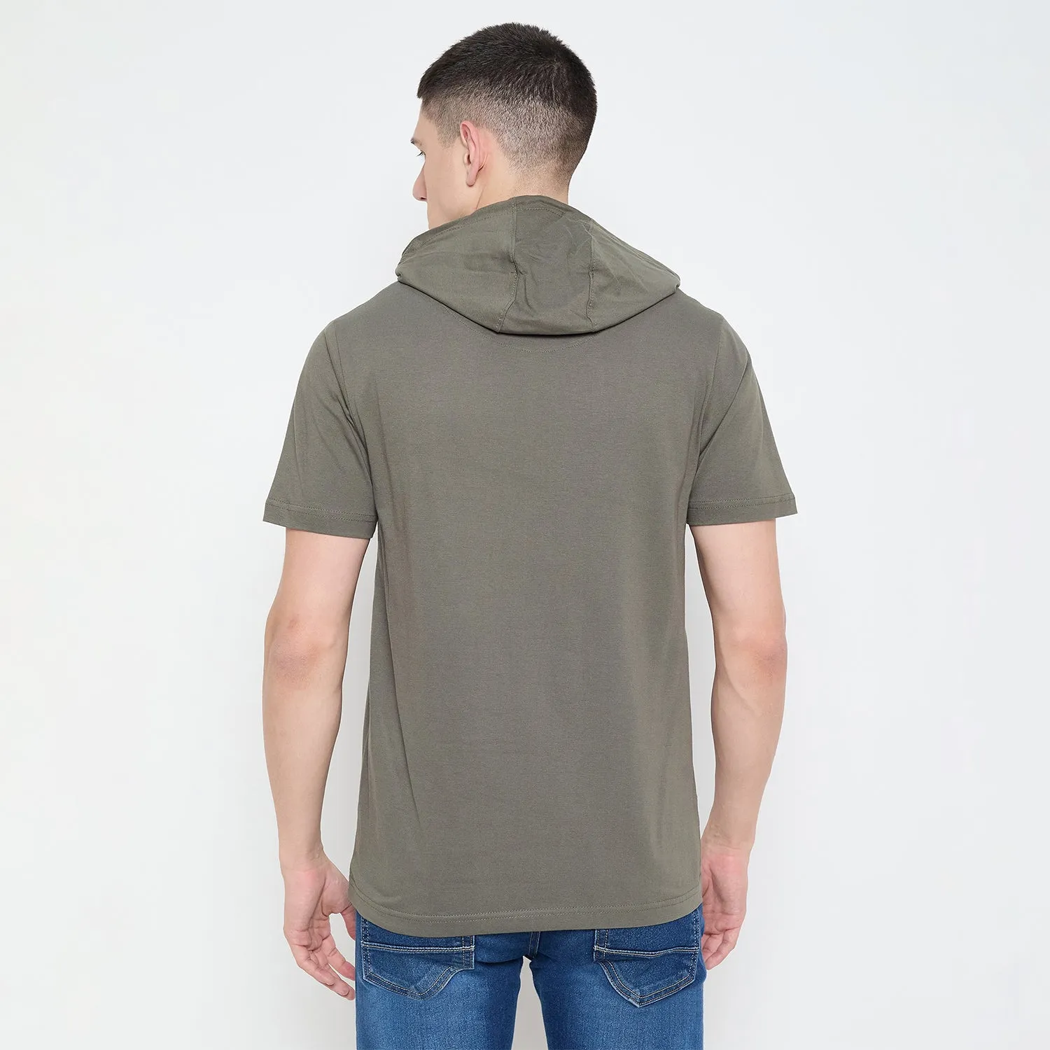 Duke Stardust Men Half Sleeve Cotton Hooded Smart Fit T-Shirt (LF7227)