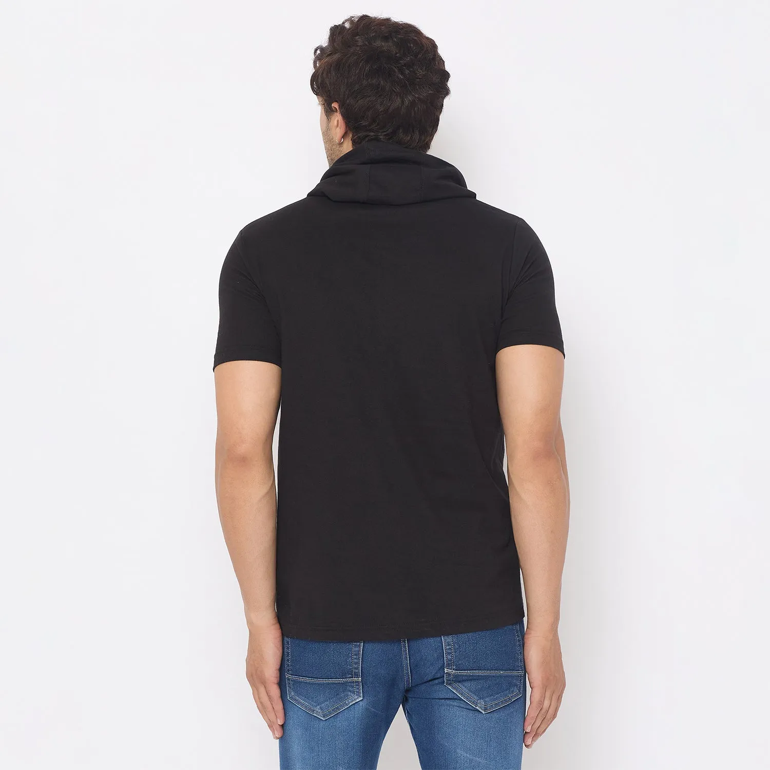 Duke Stardust Men Half Sleeve Cotton Hooded Smart Fit T-Shirt (LF7227)