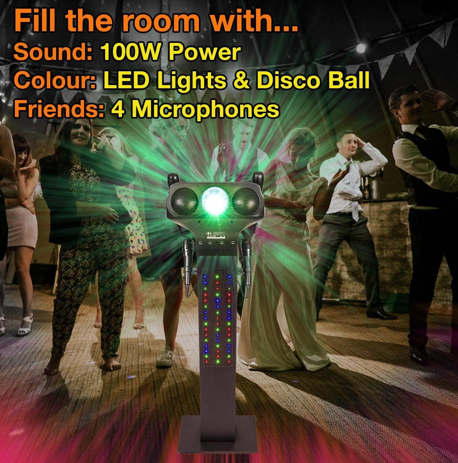 Easy Karaoke Smart Bluetooth® Karaoke System   4 Wired Microphones