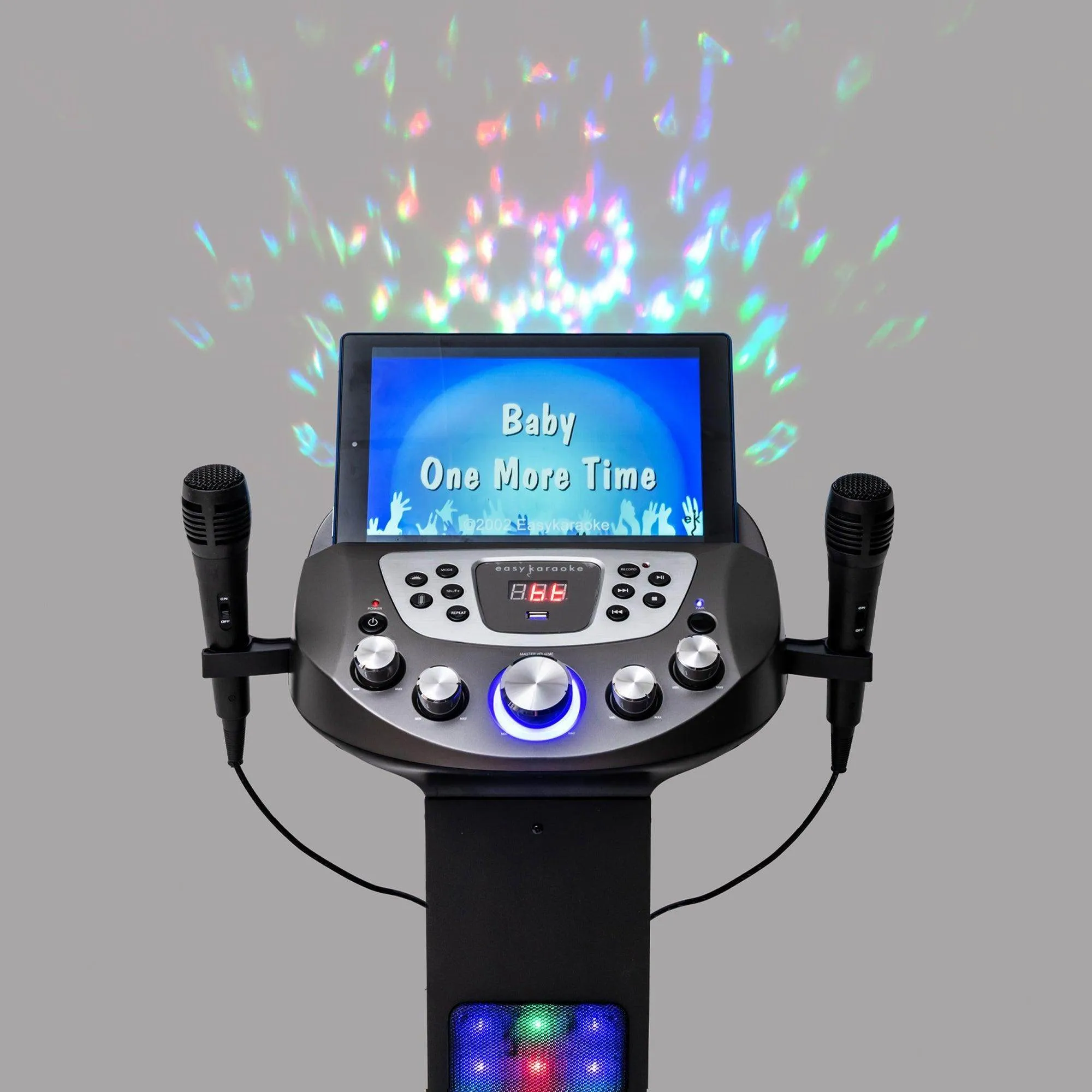 Easy Karaoke Smart Bluetooth® Pedestal Karaoke System with Light Effects   2 Mics