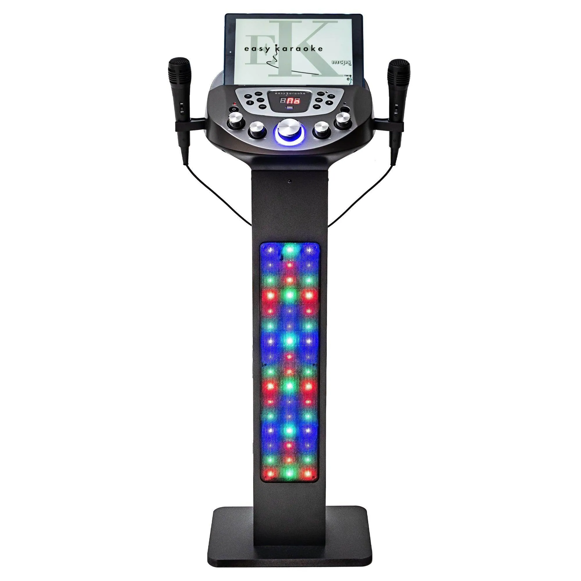 Easy Karaoke Smart Bluetooth® Pedestal Karaoke System with Light Effects   2 Mics