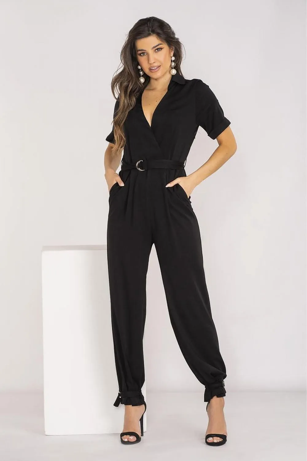 Elegant Collar Belted Jumpsuit