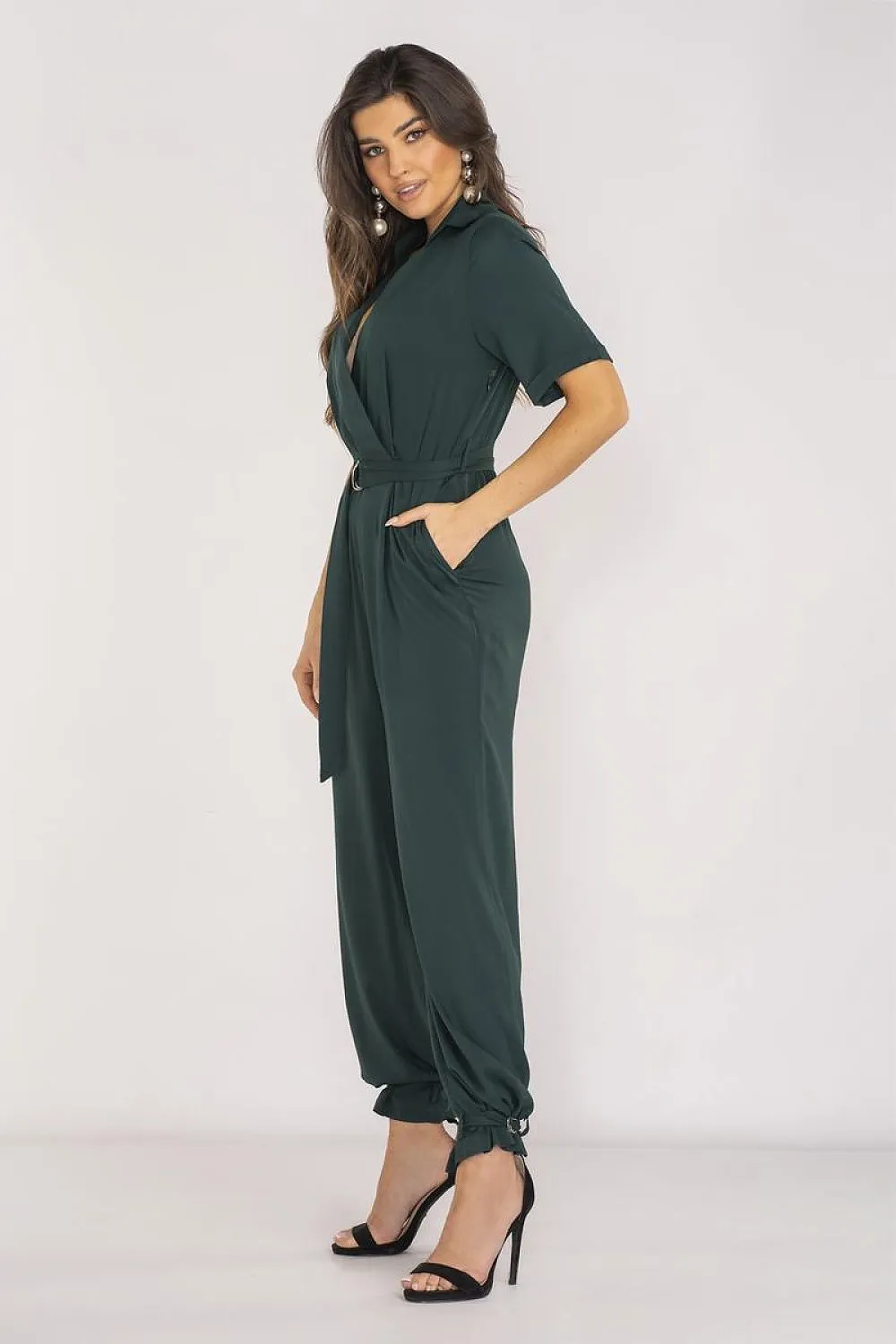 Elegant Collar Belted Jumpsuit