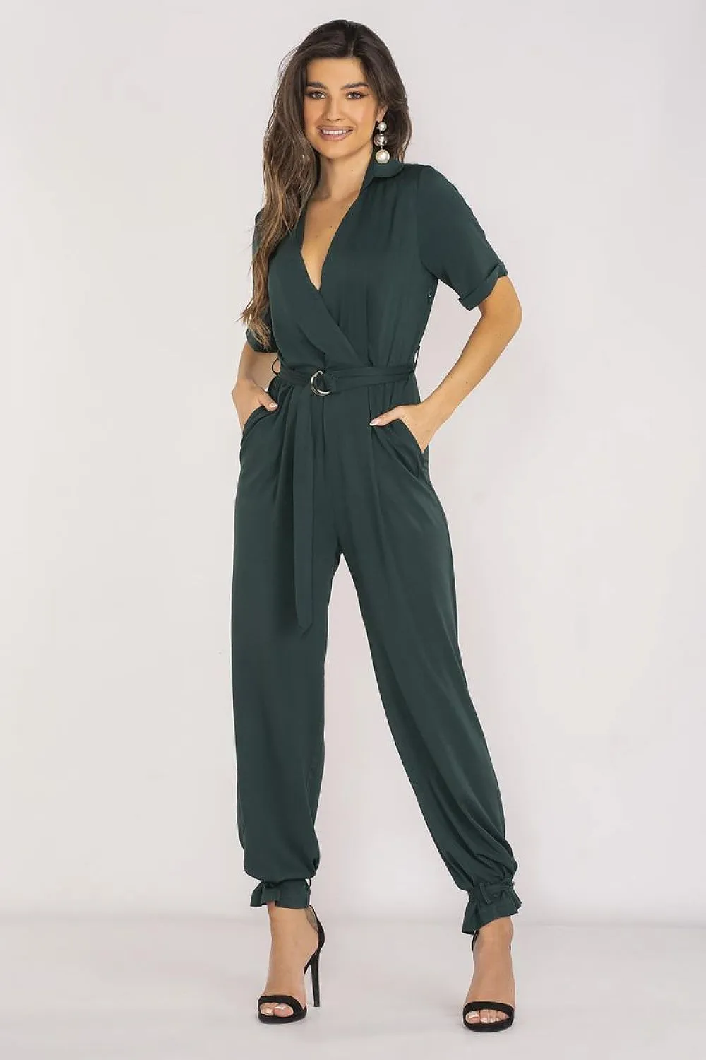 Elegant Collar Belted Jumpsuit