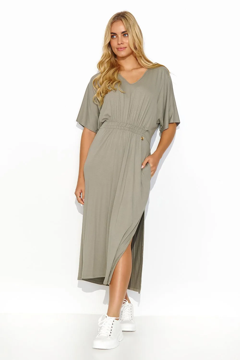 Elegant Drawstring Midi Dress