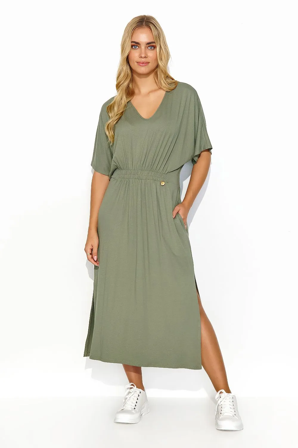 Elegant Drawstring Midi Dress