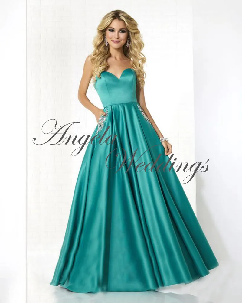 Elegant Long Prom Dresses Sweetheart Chapel Train 2018