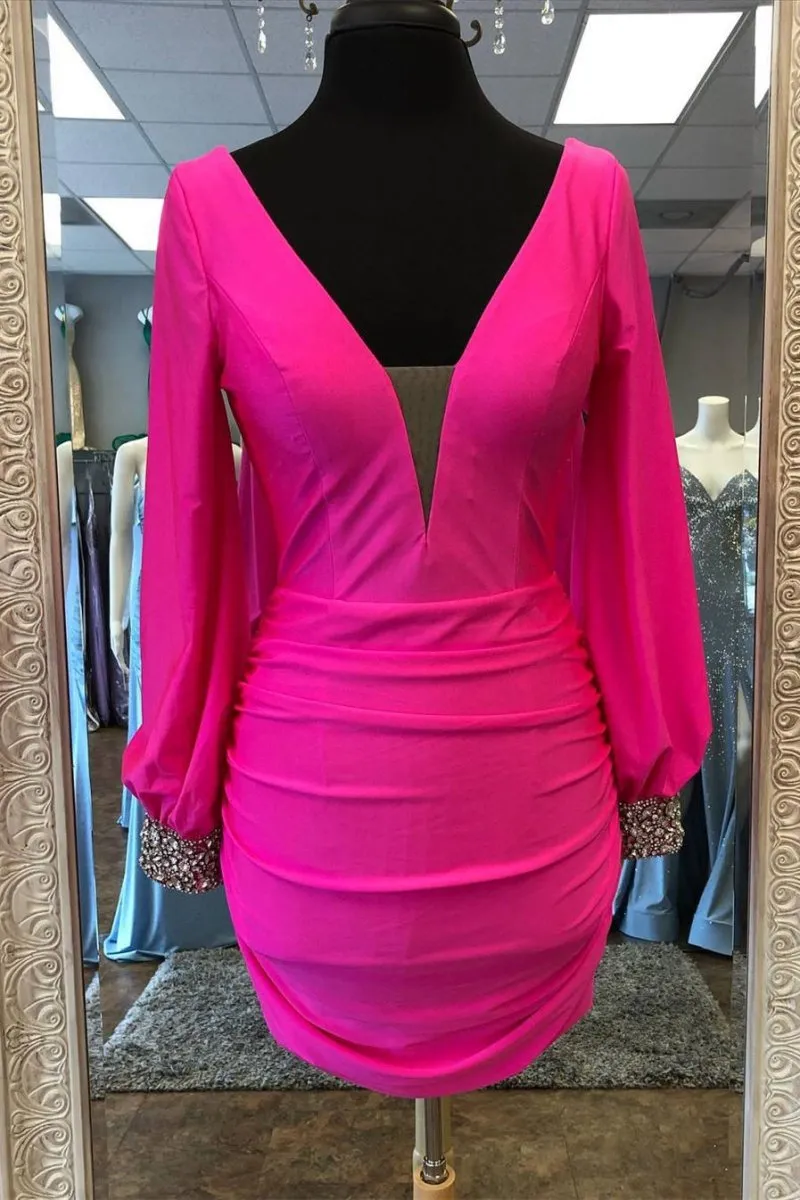 Elegant Long Sleeves Short Homecoming Dresses