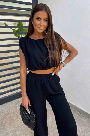 Elegant Muslin Blouse Pants Set