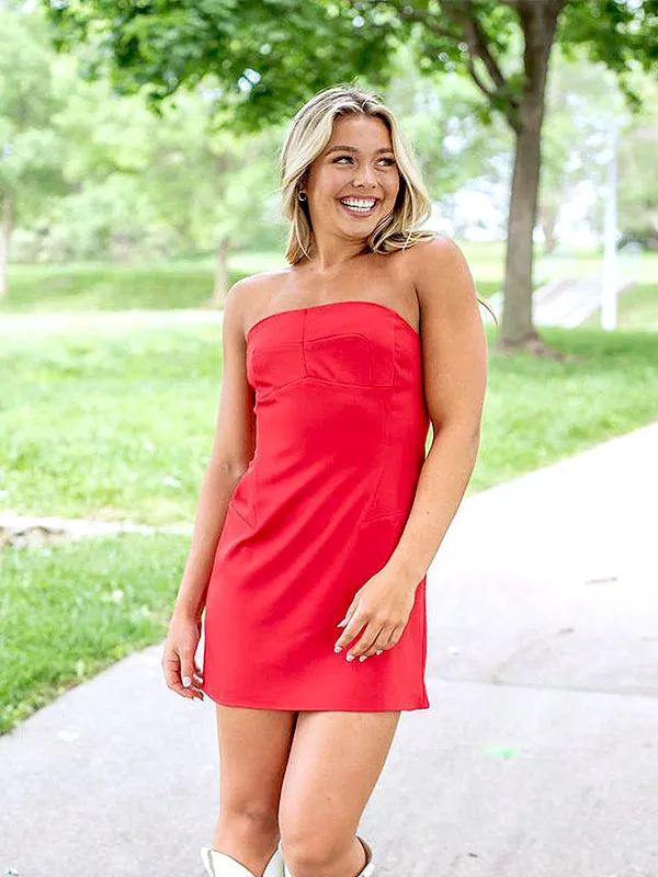 Elegant Red Strapless Simple Cheap Short Homecoming Dresses, QB0483