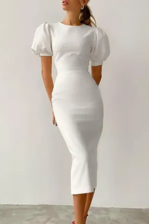 Elegant Solid Patchwork O Neck A Line Dresses