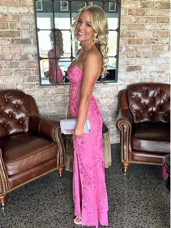 Elegant Sweetheart Sleeveless Mermaid Lace Evening Prom Dresses Online, OLP864
