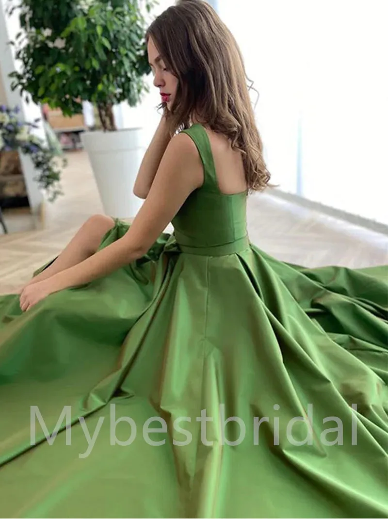 Elegant Sweetheart Spaghetti straps Side slit A-line Prom Dresses,PDS0563